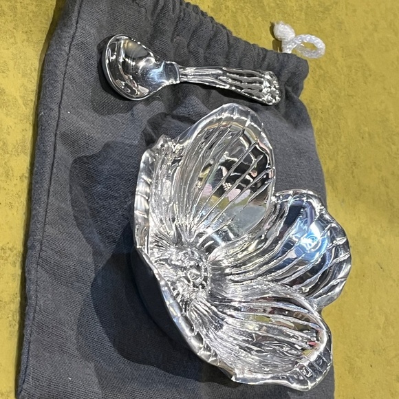 Beatriz Ball Flower Bowl With Spoon Silver 6494 Handmade Retired NIB - Picture 4 of 6